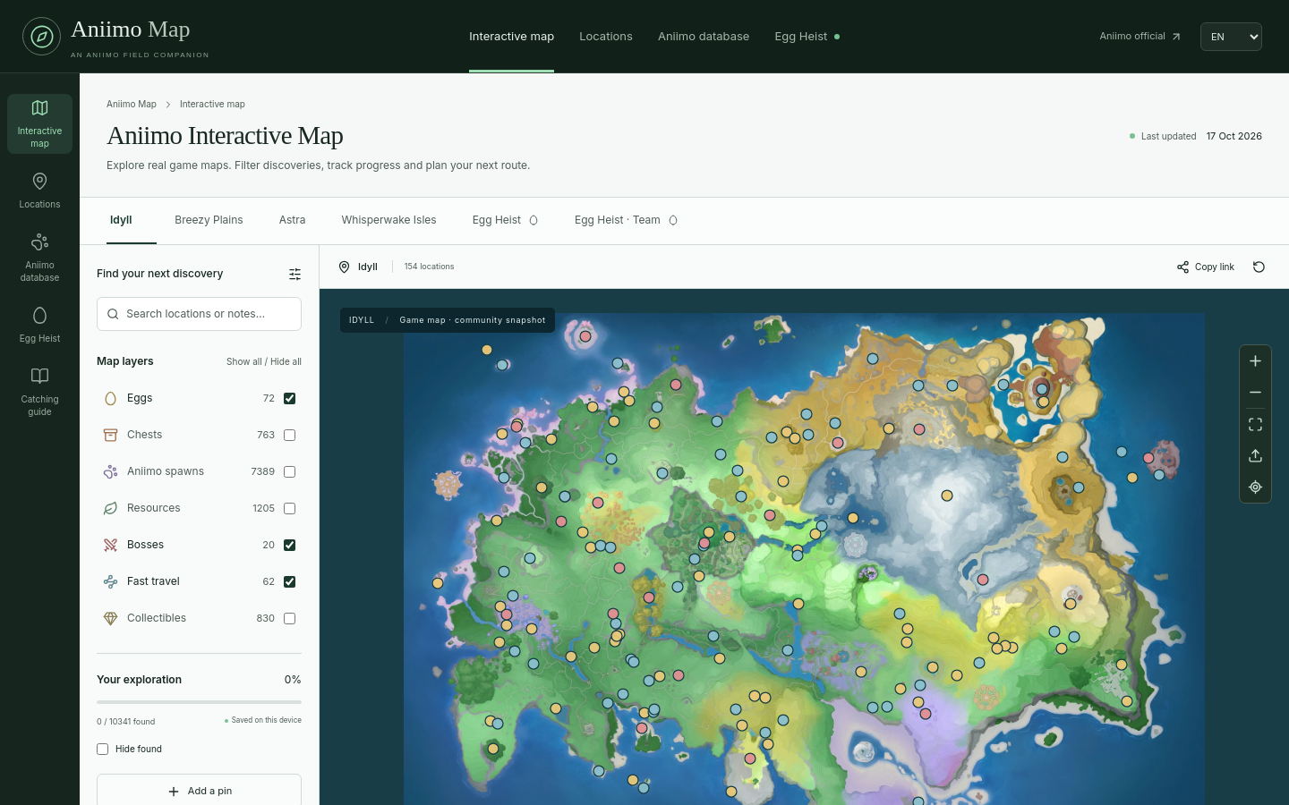 Aniimo Map website preview