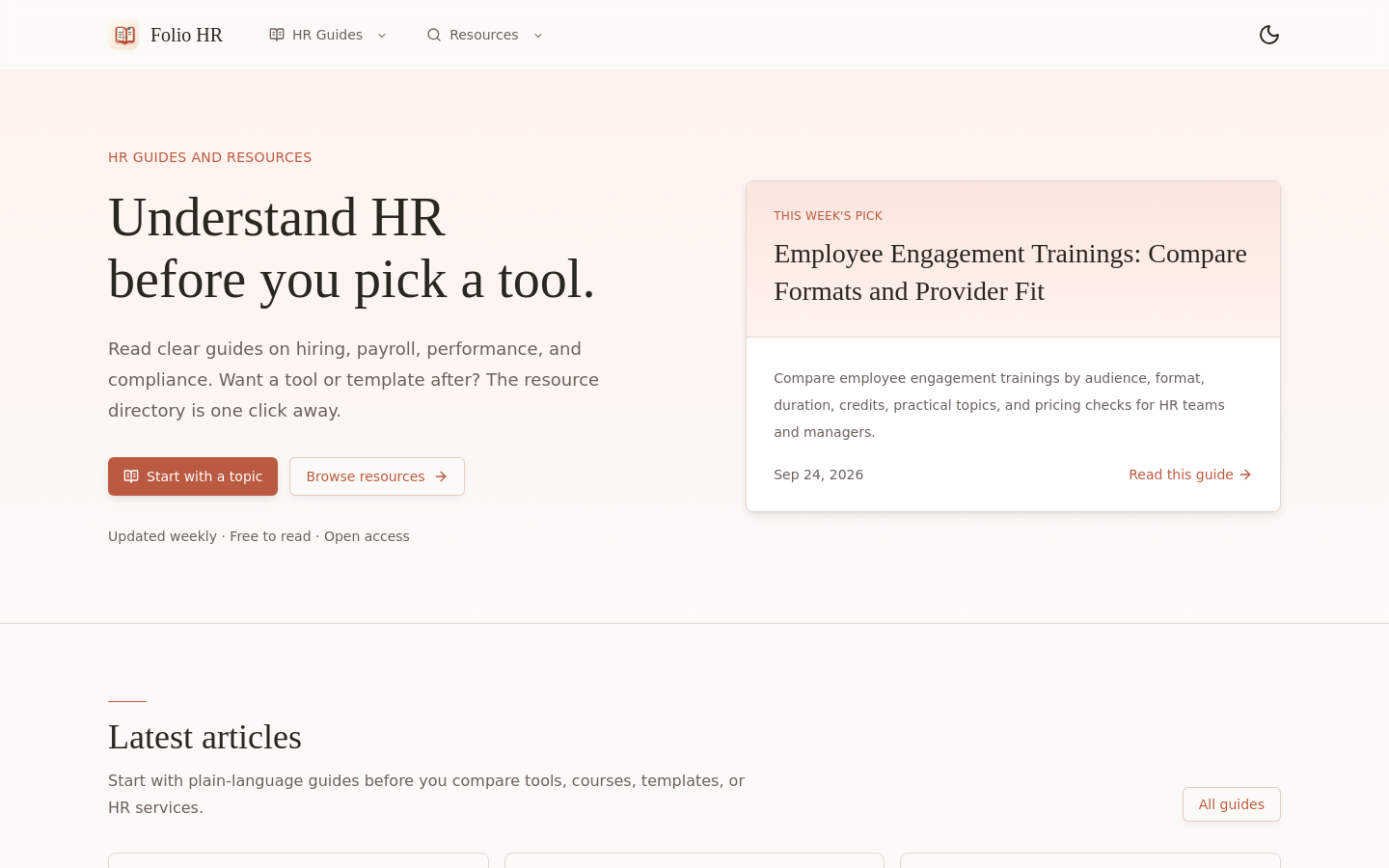 Folio HR website preview