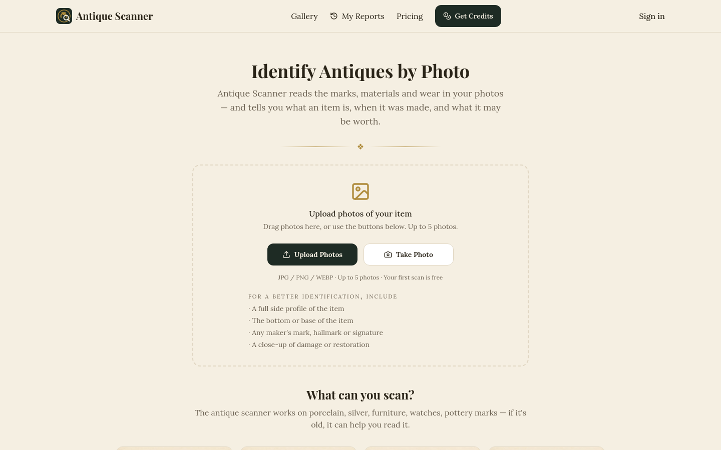 Antique Scanner website preview