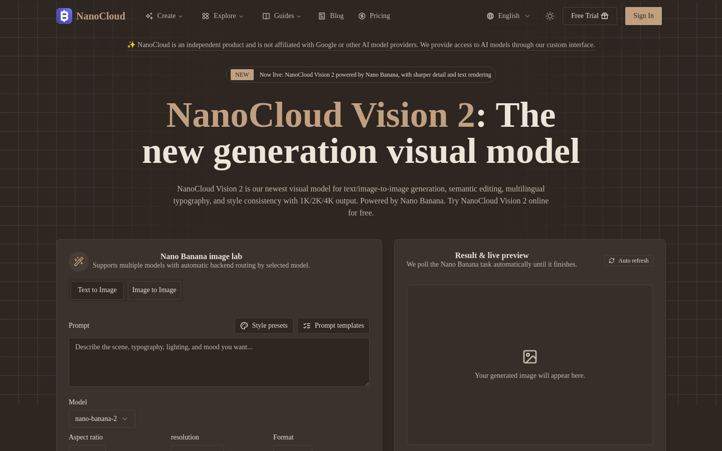 NanoCloud website preview