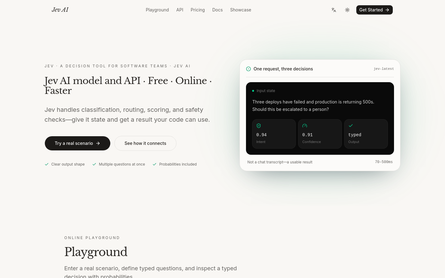 Jev AI website preview