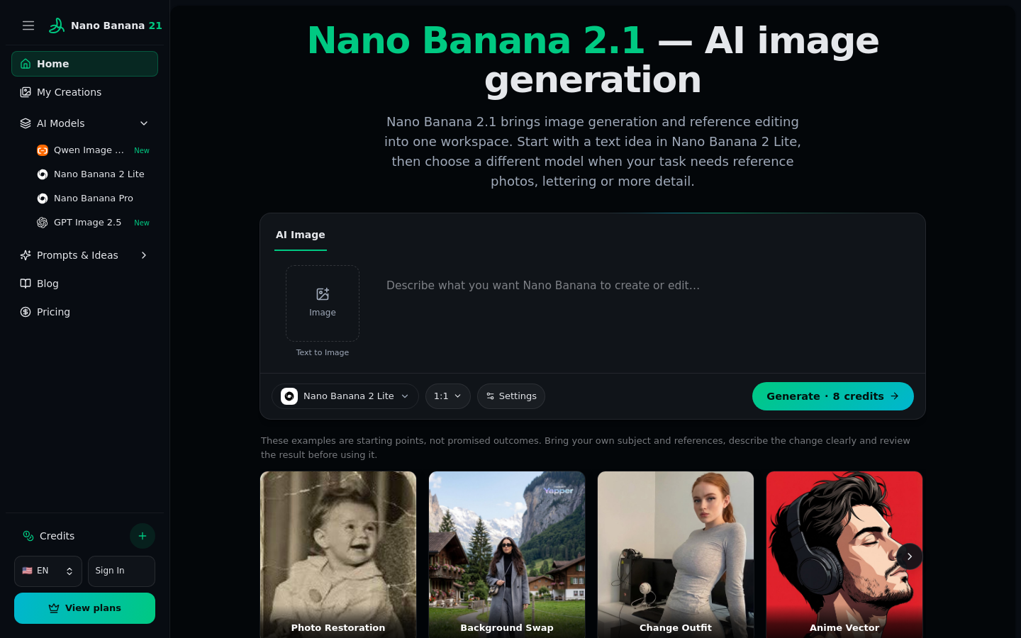 Nano Banana 21 website preview