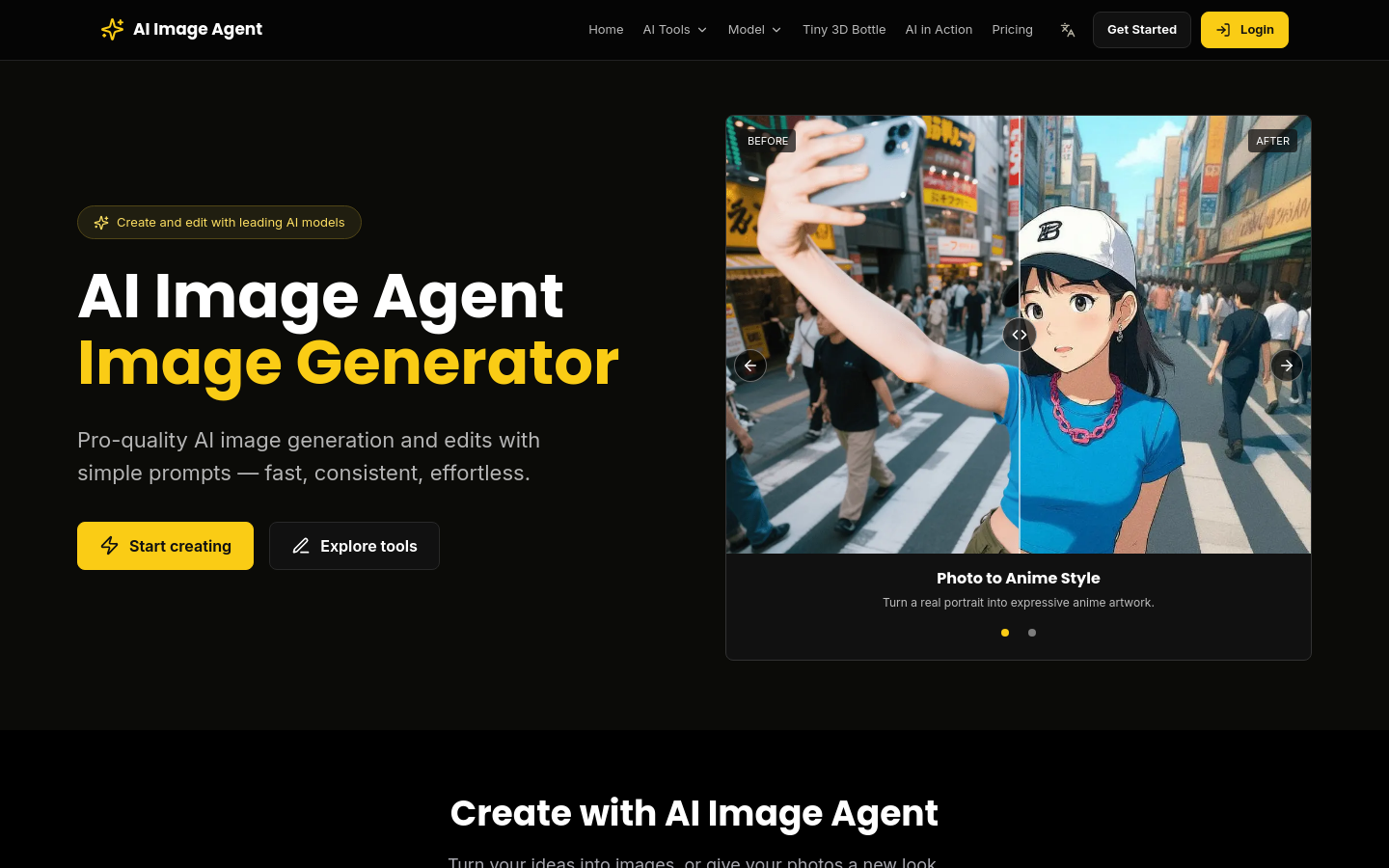 AI Image Agent website preview