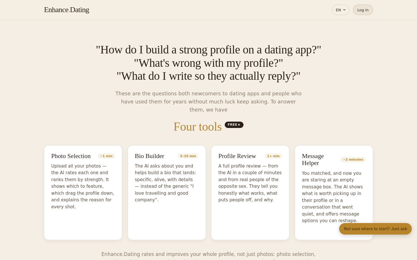 Enhance.Dating website preview