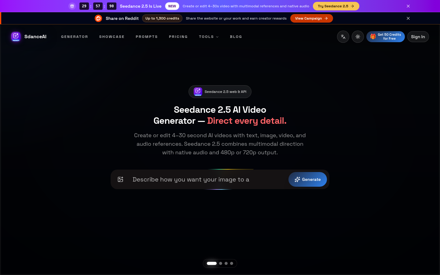 SdanceAI website preview