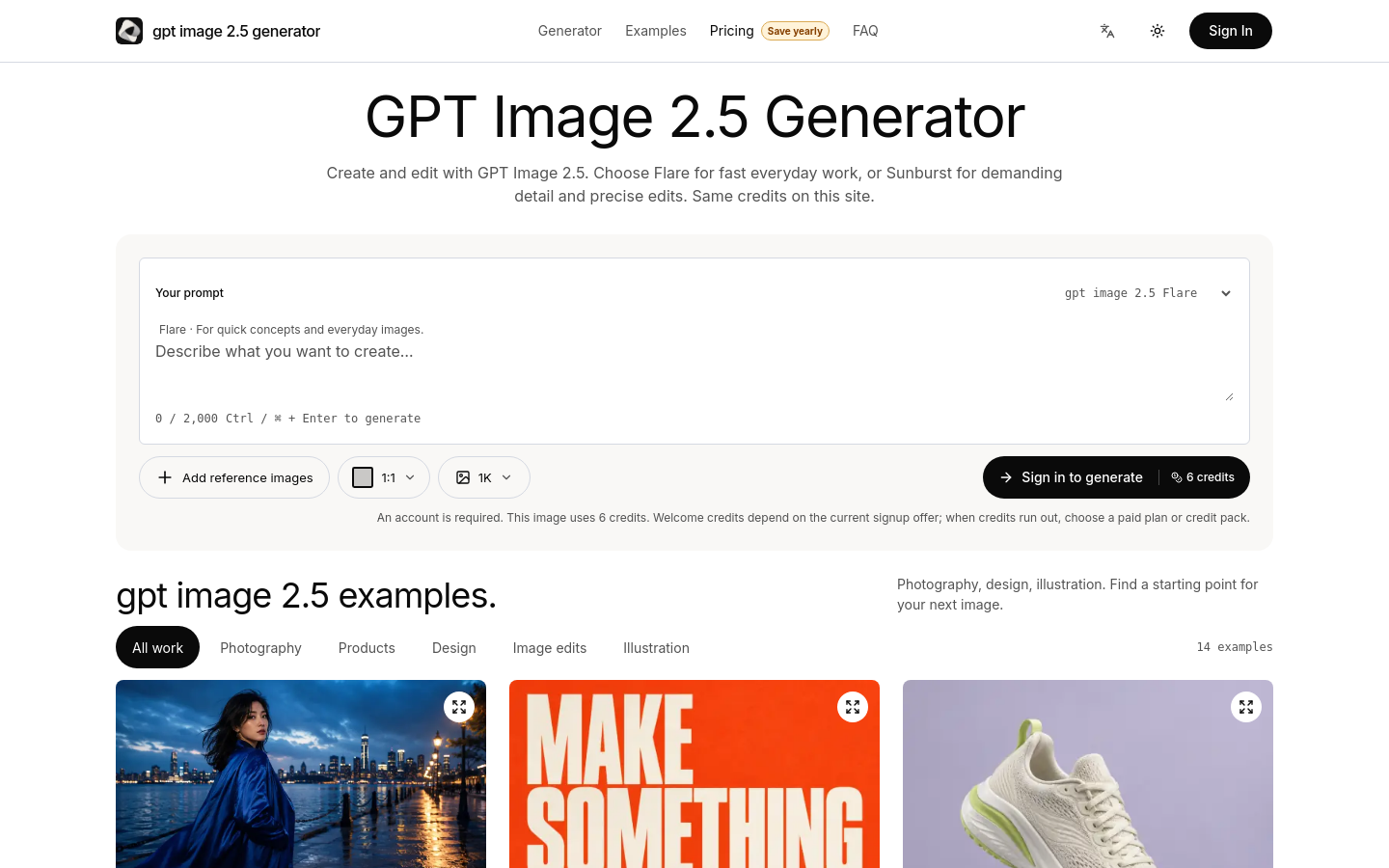 GPT Image 2.5 website preview
