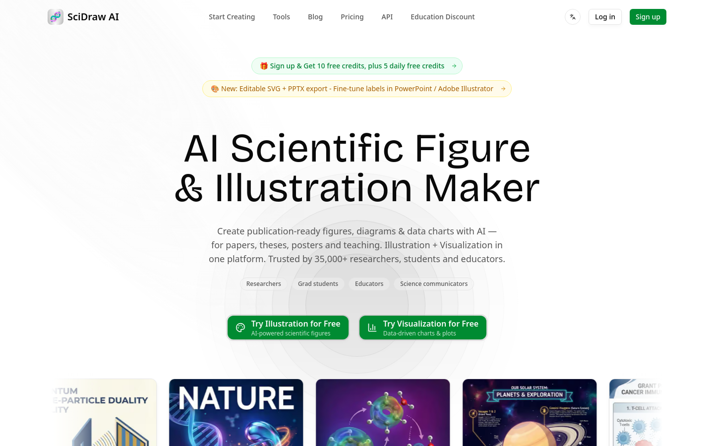 SciDraw AI website preview