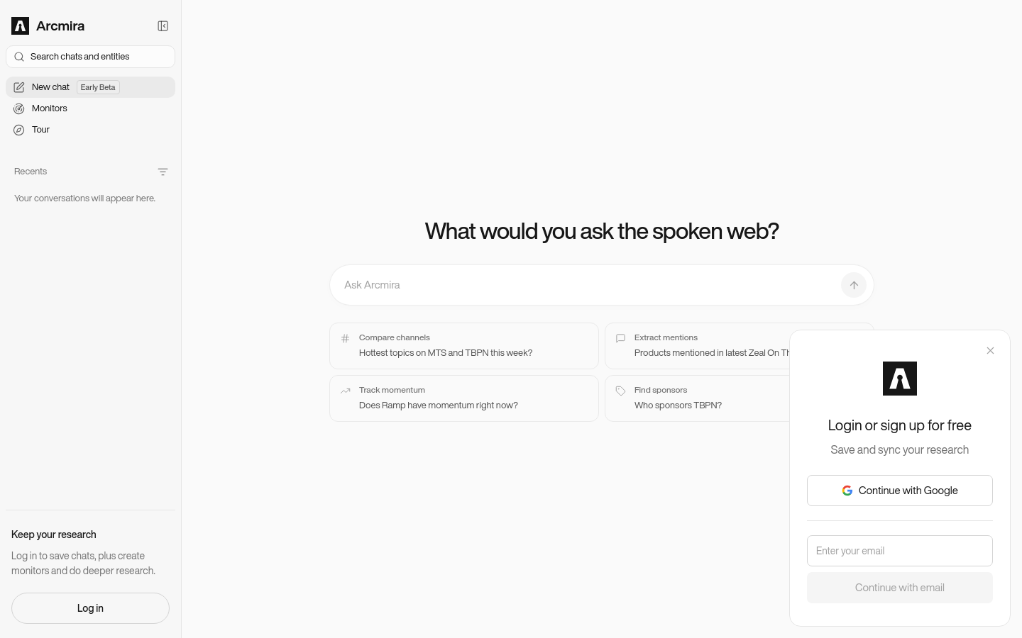 Arcmira website preview