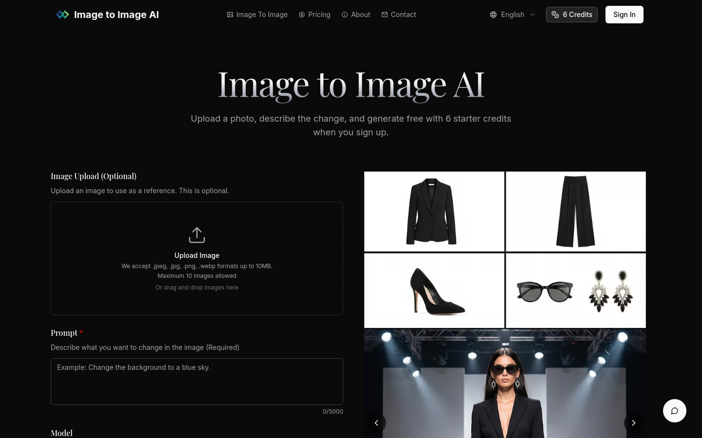 Image to Image AI website preview