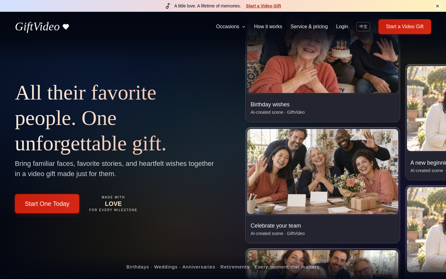 GiftVideo website preview