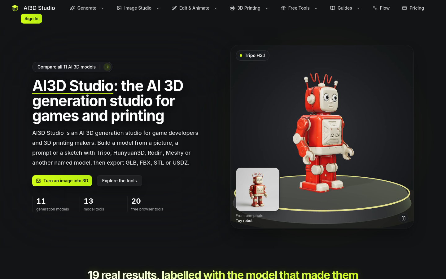 AI3D Studio website preview