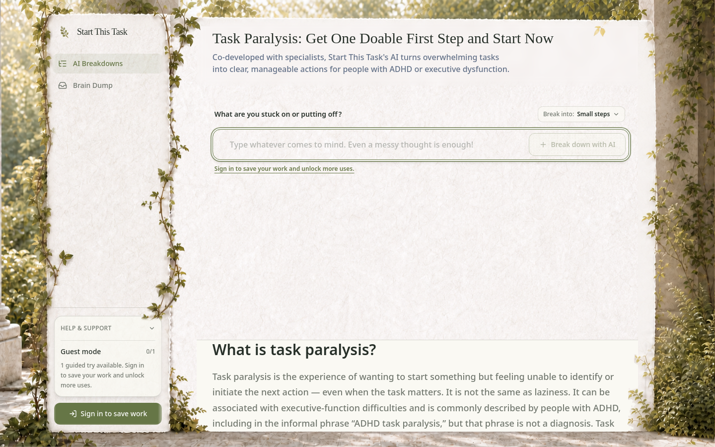 Start This Task website preview